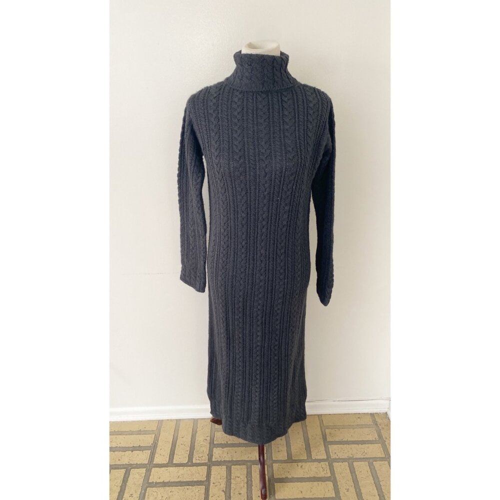 Vintage Peruvian Connection Turtleneck Long Sleeve Dress Gray